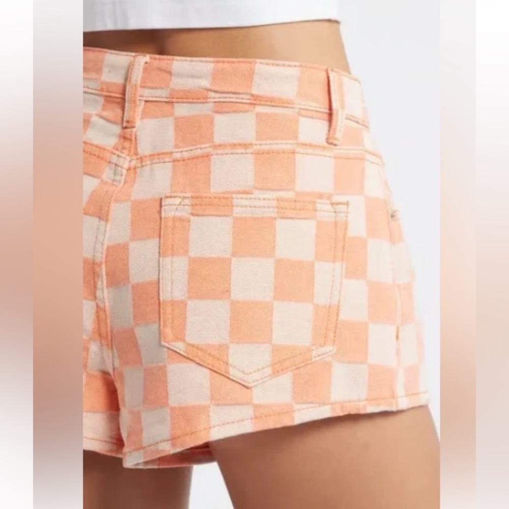 Nasty Gal Checkerboard High Waist Shorts in Orange and Off White From Nordstrom - Picture 2 of 9